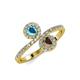 4 - Kevia London Blue Topaz and Smoky Quartz with Side Diamonds Bypass Ring 