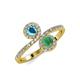 4 - Kevia London Blue Topaz and Emerald with Side Diamonds Bypass Ring 