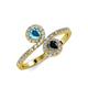 4 - Kevia London Blue Topaz and Black Diamond with Side Diamonds Bypass Ring 