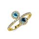 4 - Kevia London Blue Topaz and Blue Diamond with Side Diamonds Bypass Ring 