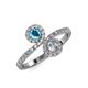 4 - Kevia London Blue Topaz and Diamond with Side Diamonds Bypass Ring 