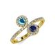 4 - Kevia London Blue Topaz and Blue Sapphire with Side Diamonds Bypass Ring 
