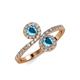 4 - Kevia London Blue Topaz with Side Diamonds Bypass Ring 