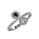 4 - Kevia Black and White Diamond with Side Diamonds Bypass Ring 
