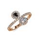 4 - Kevia Black and White Diamond with Side Diamonds Bypass Ring 