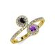 4 - Kevia Black Diamond and Amethyst with Side Diamonds Bypass Ring 