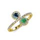 4 - Kevia Blue Diamond and Emerald with Side Diamonds Bypass Ring 