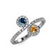 4 - Kevia Blue Diamond and Citrine with Side Diamonds Bypass Ring 