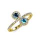 4 - Kevia Blue Diamond and London Blue Topaz with Side Diamonds Bypass Ring 