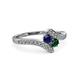 3 - Eleni Blue Sapphire and Emerald with Side Diamonds Bypass Ring 