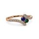 3 - Eleni Blue Sapphire and Emerald with Side Diamonds Bypass Ring 