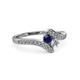 3 - Eleni Blue Sapphire and Diamond with Side Diamonds Bypass Ring 
