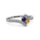 3 - Eleni Blue Sapphire and Citrine with Side Diamonds Bypass Ring 
