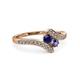 3 - Eleni Blue Sapphire and Iolite with Side Diamonds Bypass Ring 