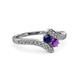 3 - Eleni Blue Sapphire and Amethyst with Side Diamonds Bypass Ring 