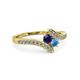 3 - Eleni Blue Sapphire and Blue Topaz with Side Diamonds Bypass Ring 