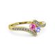 3 - Eleni Pink Sapphire and Tanzanite with Side Diamonds Bypass Ring 