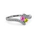 3 - Eleni Pink Sapphire and Yellow Diamond with Side Diamonds Bypass Ring 