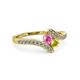 3 - Eleni Pink Sapphire and Yellow Diamond with Side Diamonds Bypass Ring 