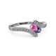 3 - Eleni Pink Sapphire and Iolite with Side Diamonds Bypass Ring 