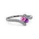 3 - Eleni Pink Sapphire and Amethyst with Side Diamonds Bypass Ring 