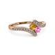 3 - Eleni Citrine and Pink Sapphire with Side Diamonds Bypass Ring 