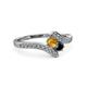 3 - Eleni Citrine and Black Diamond with Side Diamonds Bypass Ring 