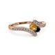 3 - Eleni Citrine and Black Diamond with Side Diamonds Bypass Ring 