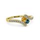3 - Eleni Citrine and Blue Diamond with Side Diamonds Bypass Ring 
