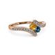 3 - Eleni Citrine and Blue Diamond with Side Diamonds Bypass Ring 
