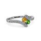 3 - Eleni Citrine and Green Garnet with Side Diamonds Bypass Ring 