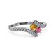 3 - Eleni Citrine and Rhodolite Garnet with Side Diamonds Bypass Ring 