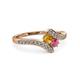 3 - Eleni Citrine and Rhodolite Garnet with Side Diamonds Bypass Ring 