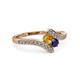 3 - Eleni Citrine and Blue Sapphire with Side Diamonds Bypass Ring 