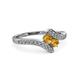 3 - Eleni Citrine with Side Diamonds Bypass Ring 
