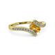 3 - Eleni Citrine with Side Diamonds Bypass Ring 