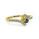 3 - Eleni Yellow Sapphire and Blue Diamond with Side Diamonds Bypass Ring 
