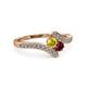 3 - Eleni Yellow Sapphire and Ruby with Side Diamonds Bypass Ring 