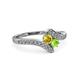 3 - Eleni Yellow Sapphire and Peridot with Side Diamonds Bypass Ring 