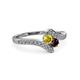 3 - Eleni Yellow Sapphire and Red Garnet with Side Diamonds Bypass Ring 