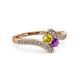 3 - Eleni Yellow Sapphire and Amethyst with Side Diamonds Bypass Ring 