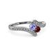 3 - Eleni Tanzanite and Ruby with Side Diamonds Bypass Ring 