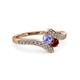 3 - Eleni Tanzanite and Ruby with Side Diamonds Bypass Ring 