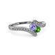 3 - Eleni Tanzanite and Green Garnet with Side Diamonds Bypass Ring 