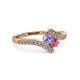 3 - Eleni Tanzanite and Rhodolite Garnet with Side Diamonds Bypass Ring 