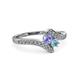 3 - Eleni Tanzanite and Aquamarine with Side Diamonds Bypass Ring 