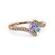 3 - Eleni Tanzanite and Aquamarine with Side Diamonds Bypass Ring 