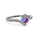 3 - Eleni Tanzanite and Amethyst with Side Diamonds Bypass Ring 
