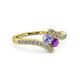 3 - Eleni Tanzanite and Amethyst with Side Diamonds Bypass Ring 