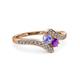 3 - Eleni Tanzanite and Amethyst with Side Diamonds Bypass Ring 